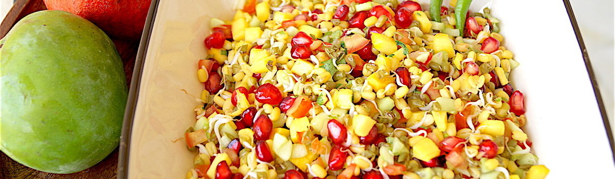Sprouts Salad with Raw Mango and Pomegranate